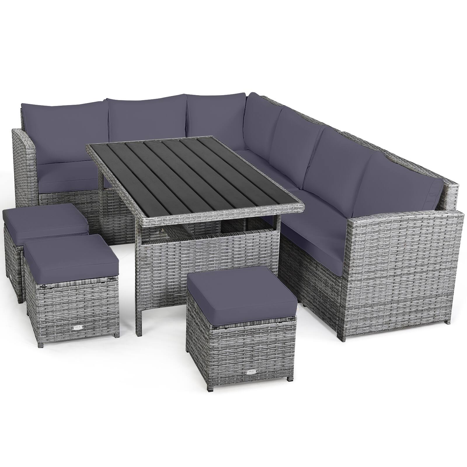 Alt View 1. Gymax - Gymax 7PCS Rattan Patio Sectional Sofa Set Conversation Set w/ Grey Cushions - Grey.
