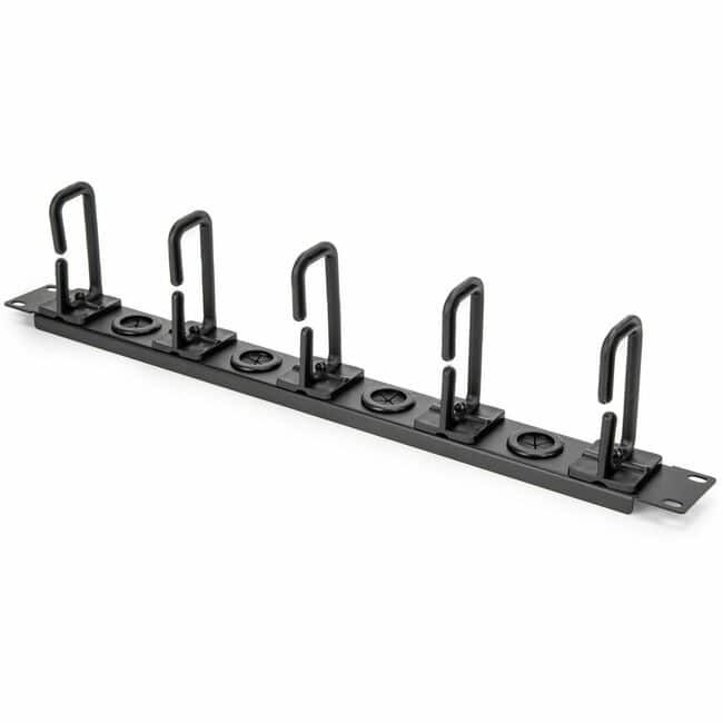 Rocstor - 1U HORIZONTAL 19 CABLE MANAGEMENT ORGANIZER - D RING HOOK NETWORK & SERVER RACK - Black