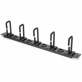 Rocstor - 1U HORIZONTAL 19 CABLE MANAGEMENT ORGANIZER - D RING HOOK NETWORK & SERVER RACK - Black