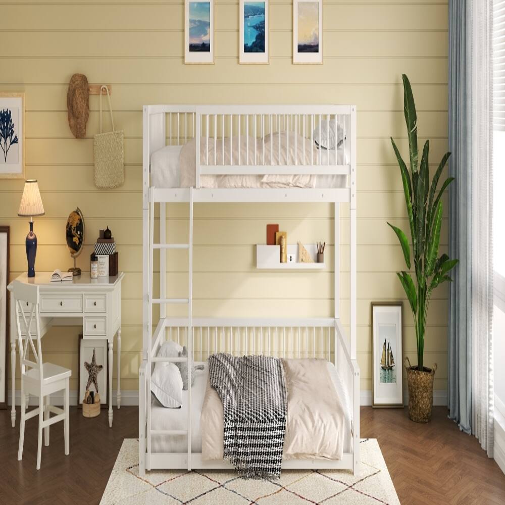 Alt View 4. Loheer - Loheer Full XL Over Queen Bunk Bed Heavy Duty Metal White - White.