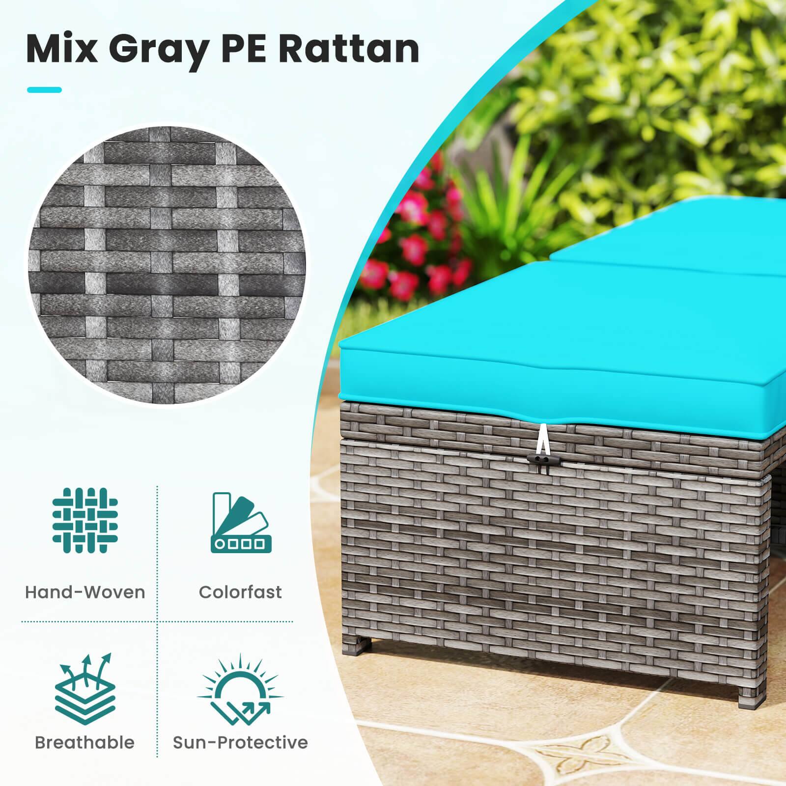 Mix Gray PE Rattan - Hand-Woven, Colorfast, Breathable, Sun-Protective
