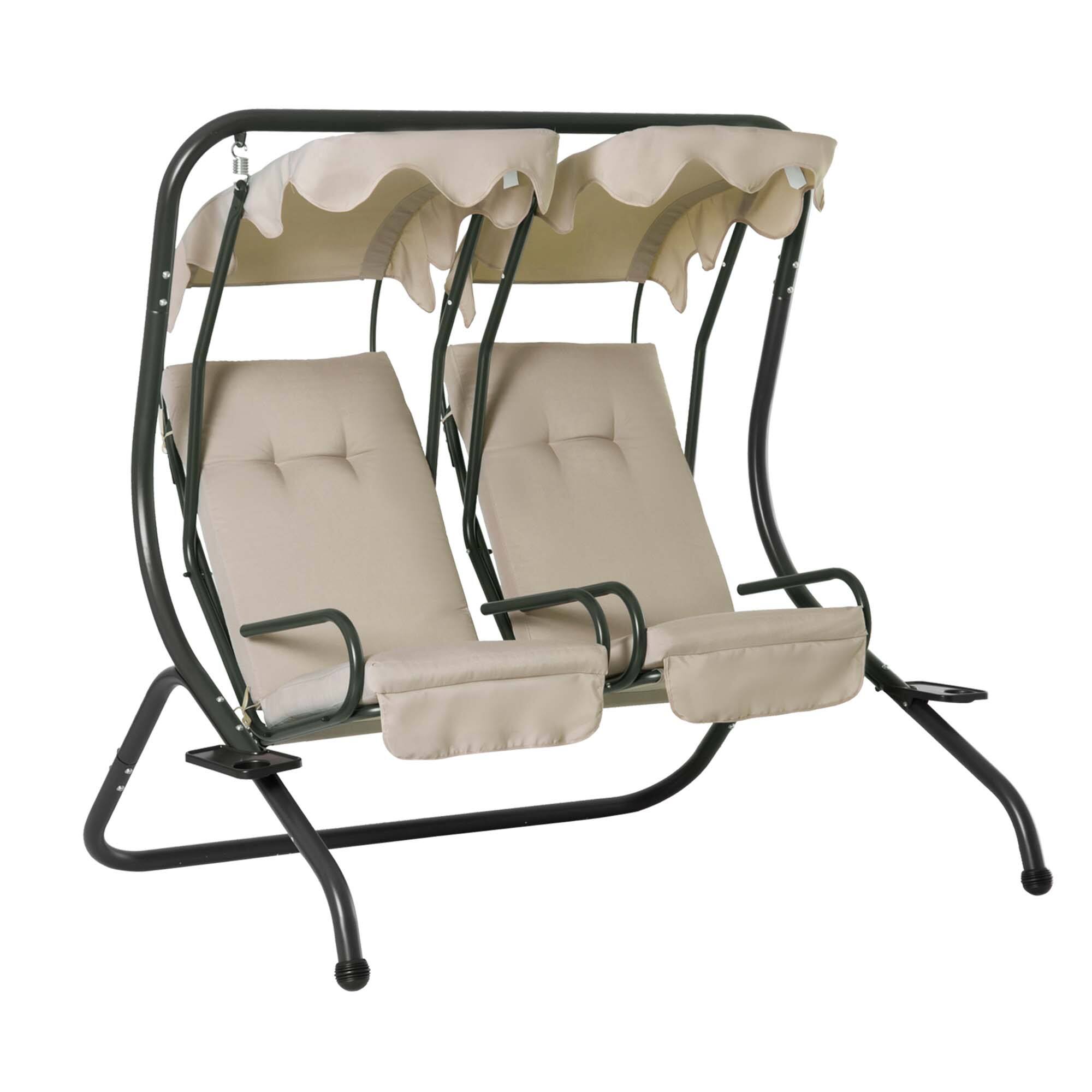 Outsunny - Modern 2-Seater Outdoor Patio Swing Chair - Beige