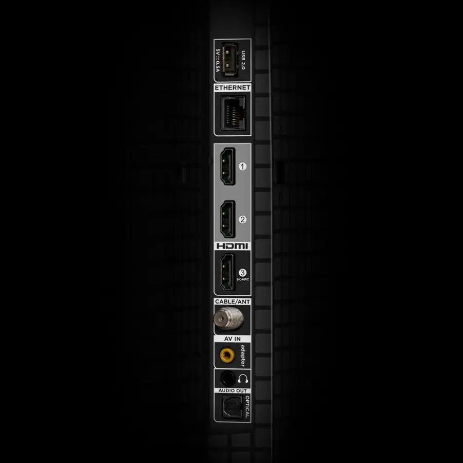 The image features a black box with a variety of ports and connectors. The text on the image reads: "SV=0.SA USB 2.0 ETHERNET 1 2 HDMI 3 TIAR CABLE/ANT VA IN adapter AUDIO OUT OPTICAL." This text describes the different ports and connectors available on the box, including USB 2.0, Ethernet, HDMI, and audio out. The box is designed to provide a range of connectivity options for various devices and systems.