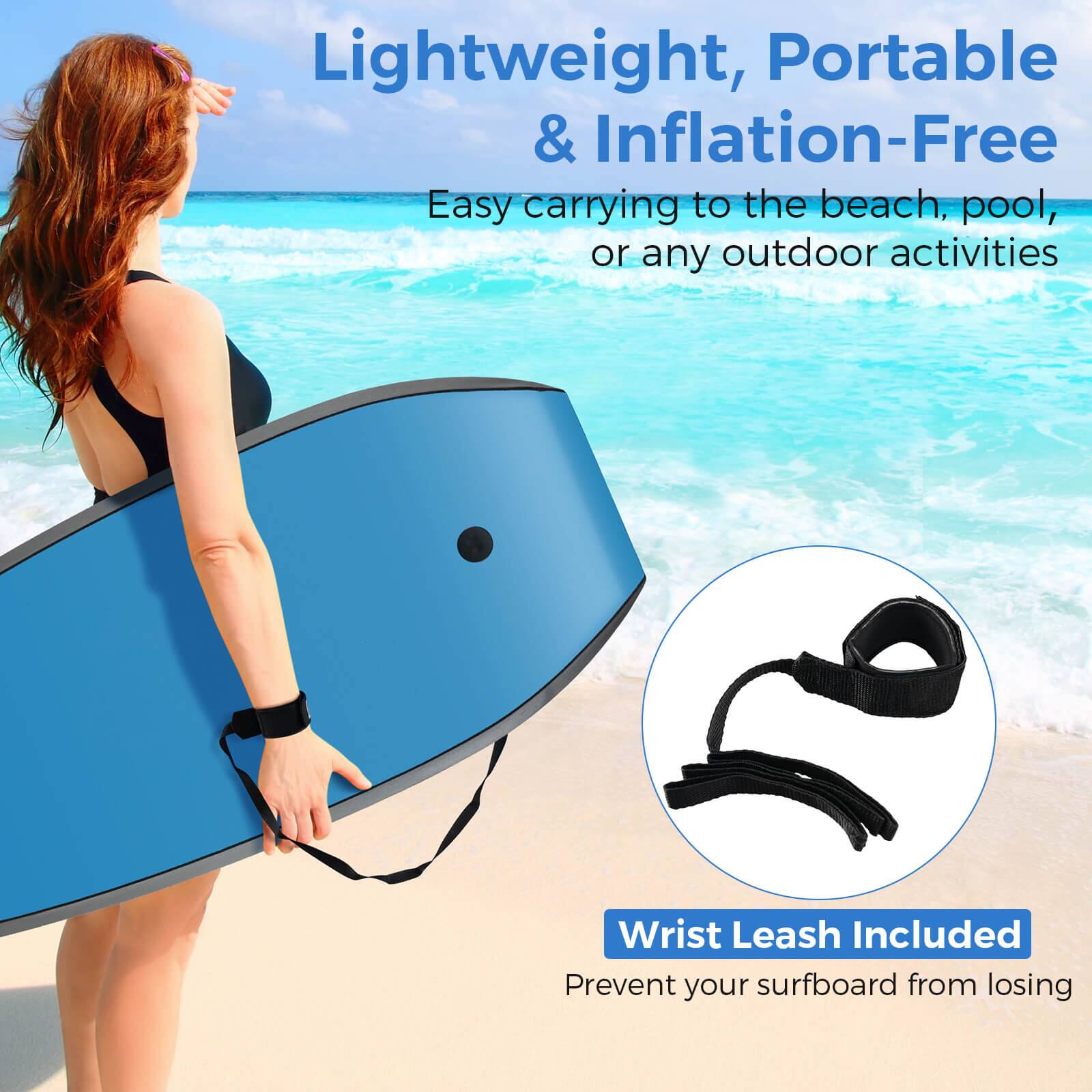 Lightweight, Portable & Inflation-Free Easy carrying to the beach, pool, or any outdoor activities Wrist Leash Included Prevent your surfboard from losing
