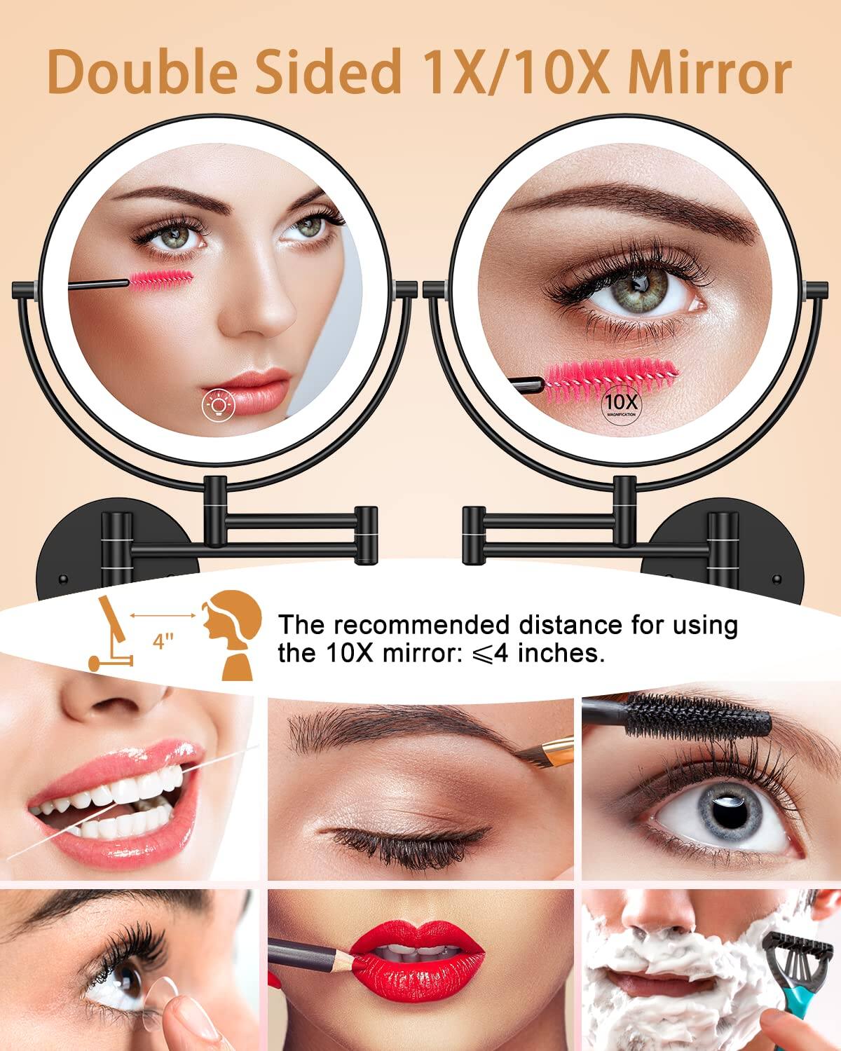 Double Sided 1X/10X Mirror

The recommended distance for using the 10X mirror: ≤4 inches.