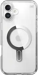 Speck - Presidio Perfect Clear ClickLock Case with MagSafe for Apple iPhone 16 Plus - Clear/Chrome - Front_Zoom