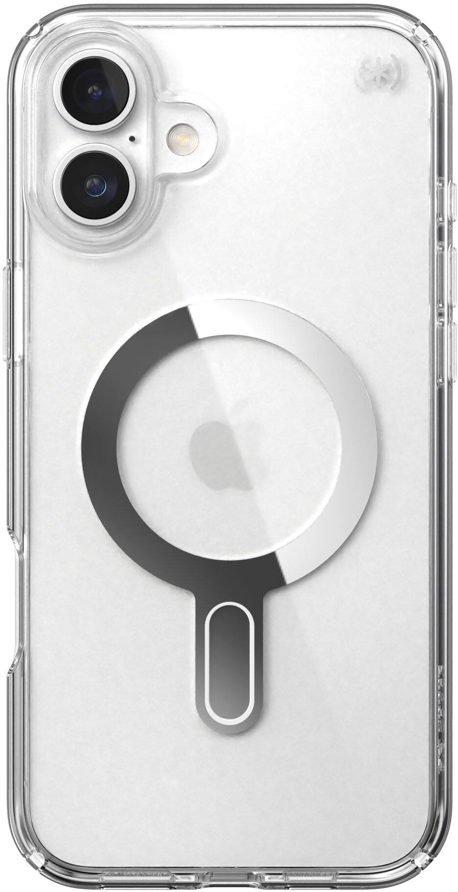 Speck - Presidio Perfect Clear ClickLock Case with MagSafe for Apple iPhone 16 Plus - Clear/Chrome