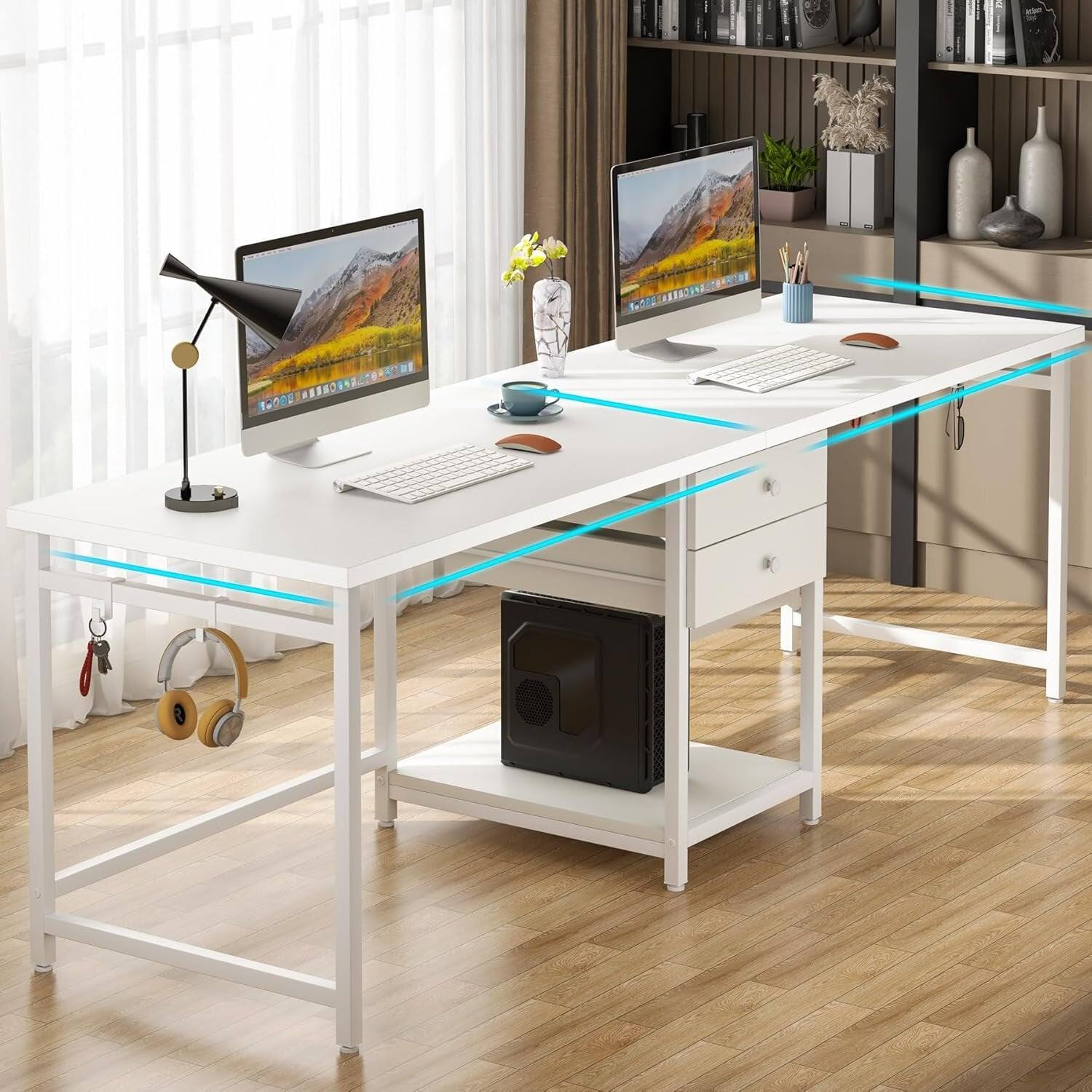 Alt View 3. Tribesigns - Office Computer Desk with Engineered Wood Construction, for Computer Work, Writing and Study in Home Offices - White.