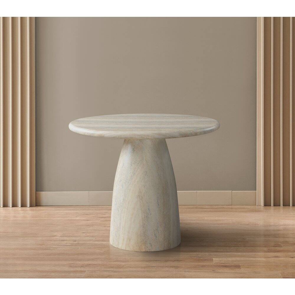 Alt View 1. Meridian Furniture - Cosenza Travertine 36" Travertine Finish Concrete Dining Table - Grey.
