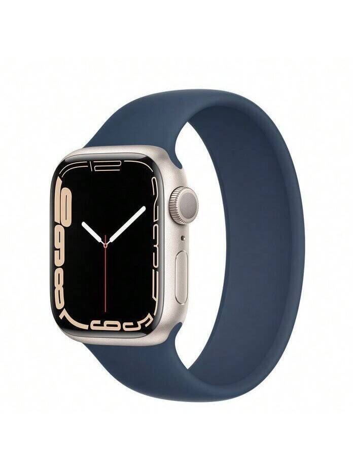 Front. Apple - Watch Solo Loop 45mm - Size 6 - Blue.