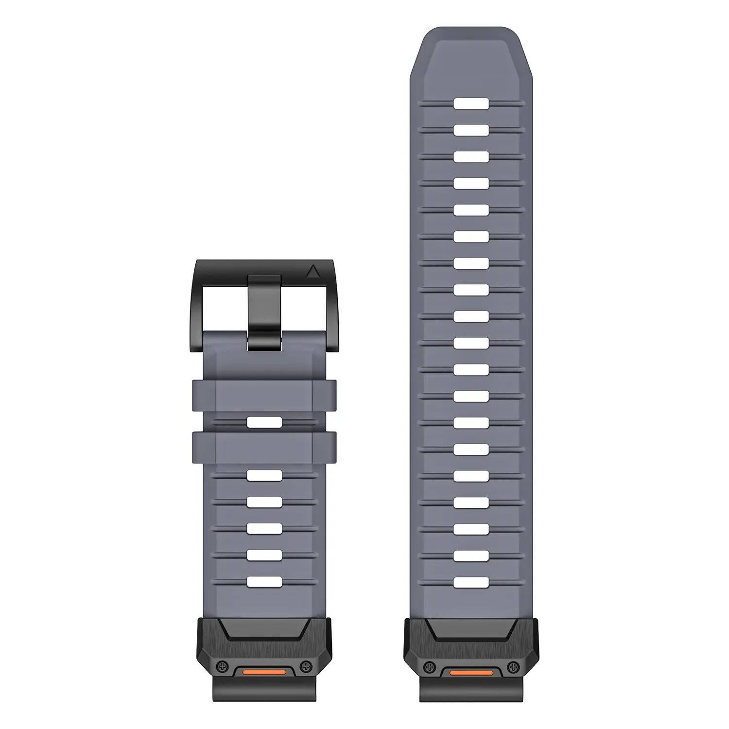 Left. StrapsCo - Elite FKM Strap QuickFit 26 Watch Band For Garmin Quatix 8 – 51mm - Slate.