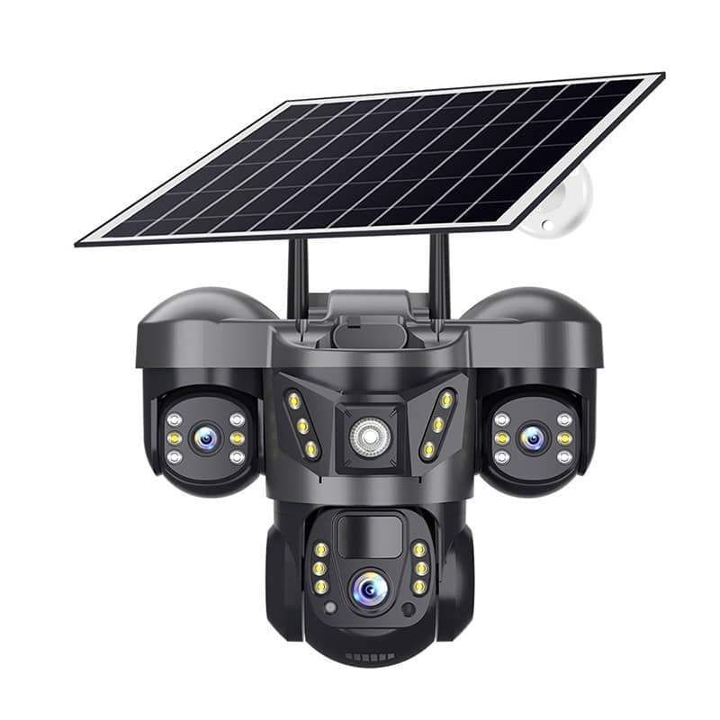 Enchant Appliances - Outdoor Solar Camera 4G Security Cameras Solar Panel 15MP 3 Lens 3 Screens 360° Panoramic View Auto Tracking Colour Nigh