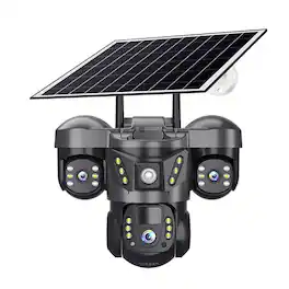 Cluzine - Outdoor Solar Camera 4G Security Cameras Solar Panel 15MP 3 Lens 3 Screens 360° Panoramic View Auto Tracking Colour Nigh