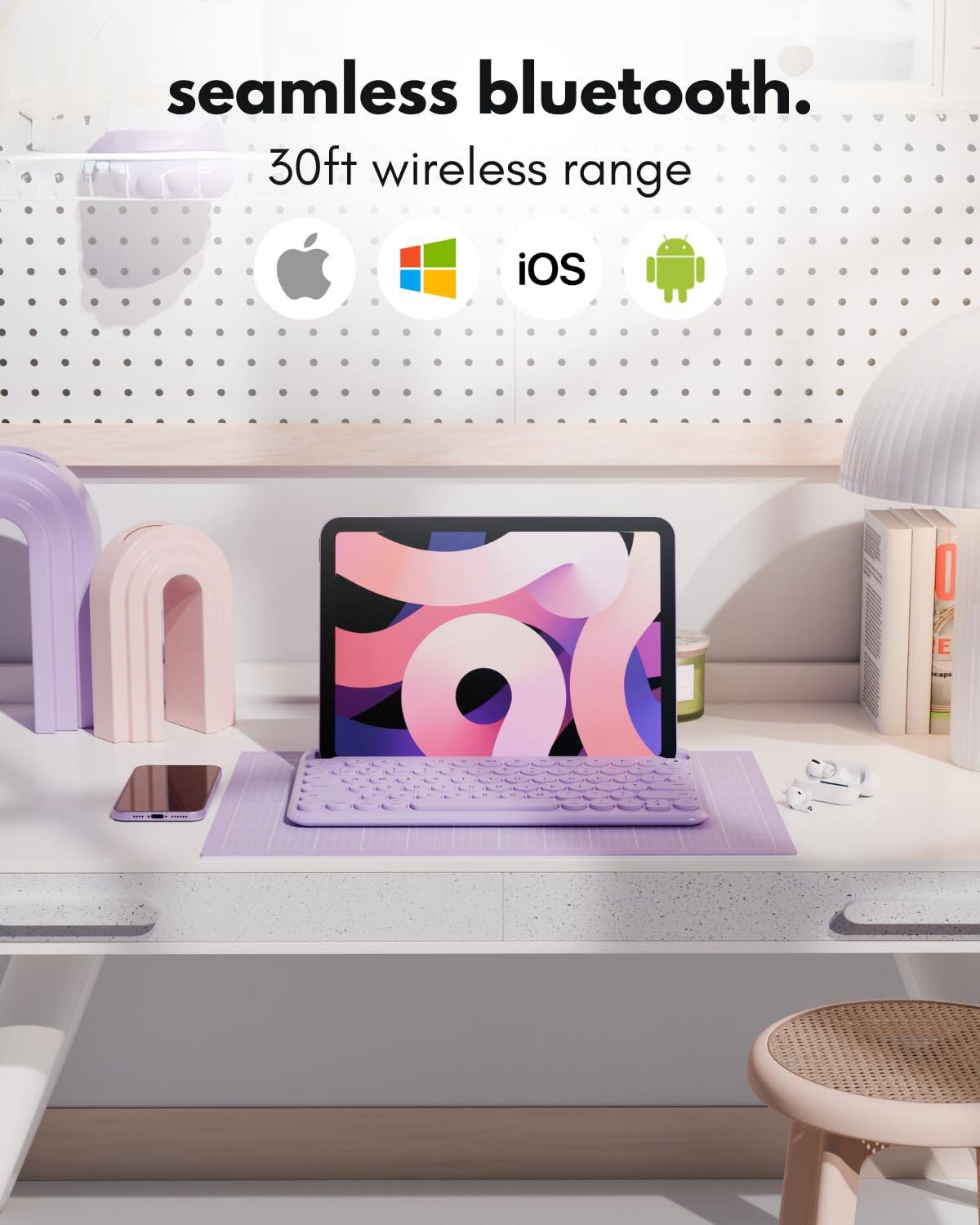 seamless bluetooth.  
30ft wireless range  
iOS  
Android