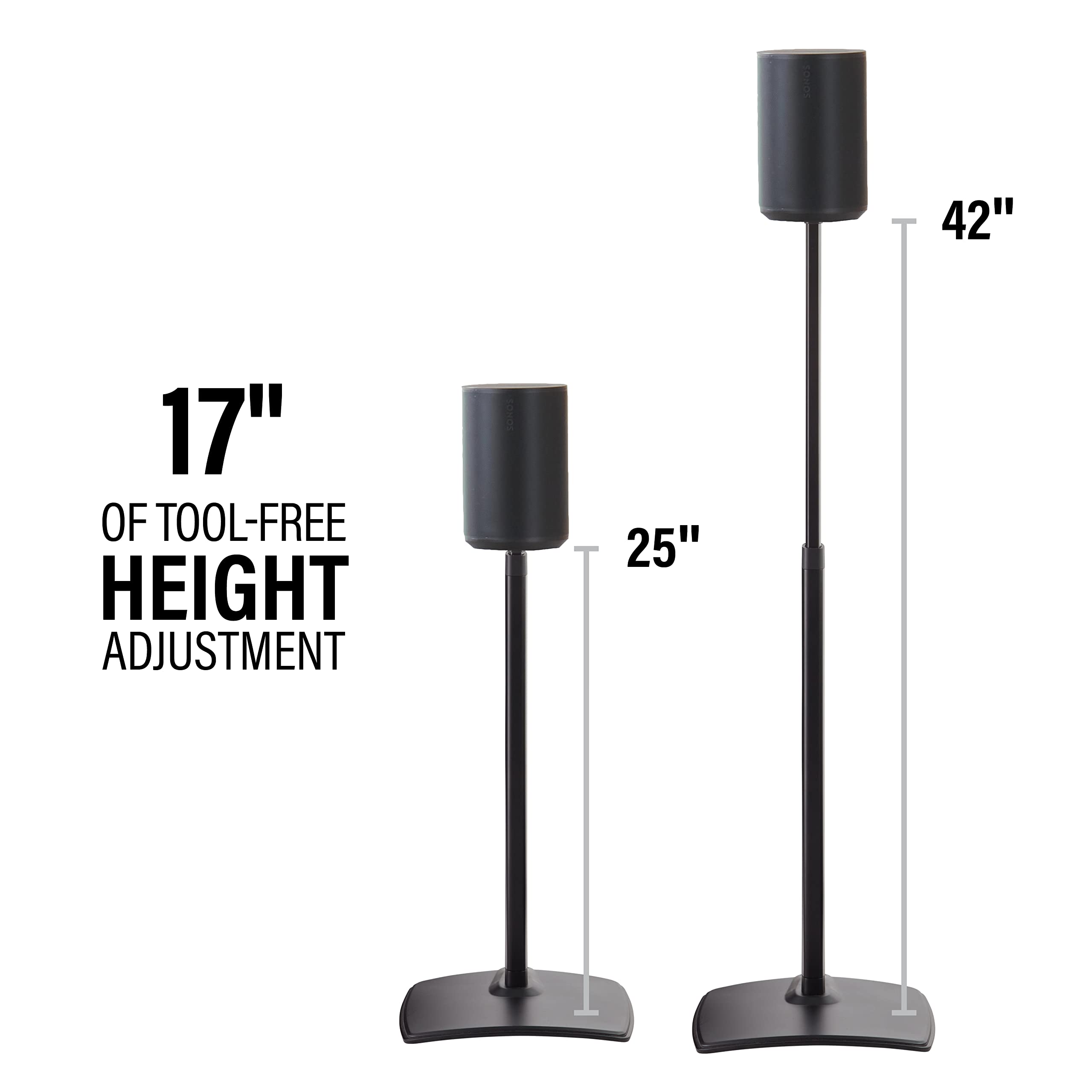 17" of tool-free height adjustment

25"

42"