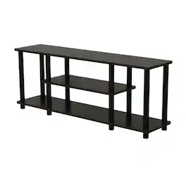 FurniFact - Walnut TV Stand with 3-Tier Open Storage and Modern Design - Brown