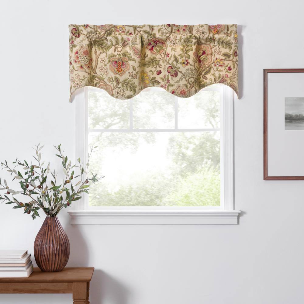 Angle. Ellis Curtain - Ellis Curtain Regency Scallop Shaped 3" Rod Pocket Valances for Windows 50" x1 5" Antique - Antique.