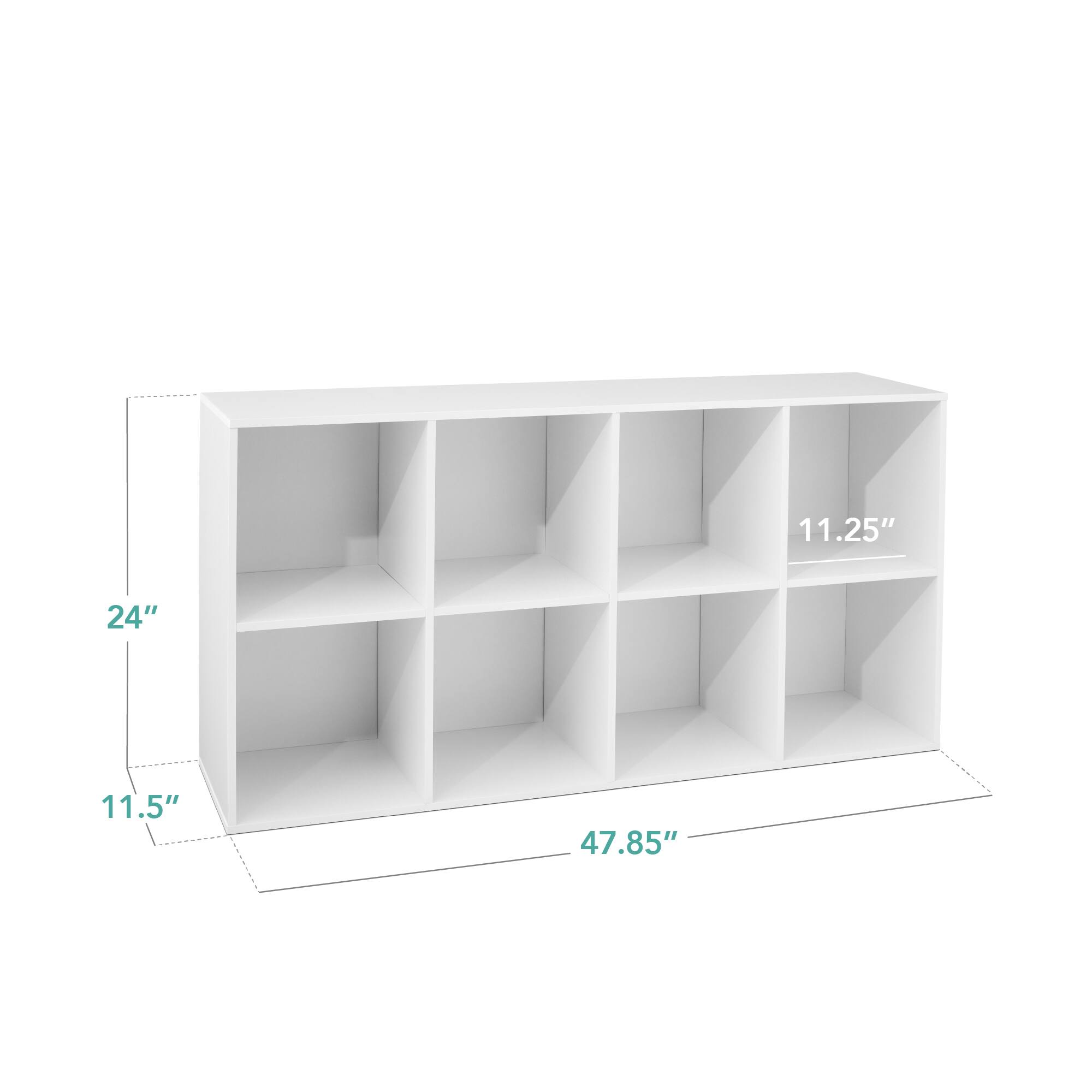 The dimensions of the shelf are:

- Width: 47.85"
- Height: 24"
- Depth: 11.5"
- Shelf depth: 11.25"