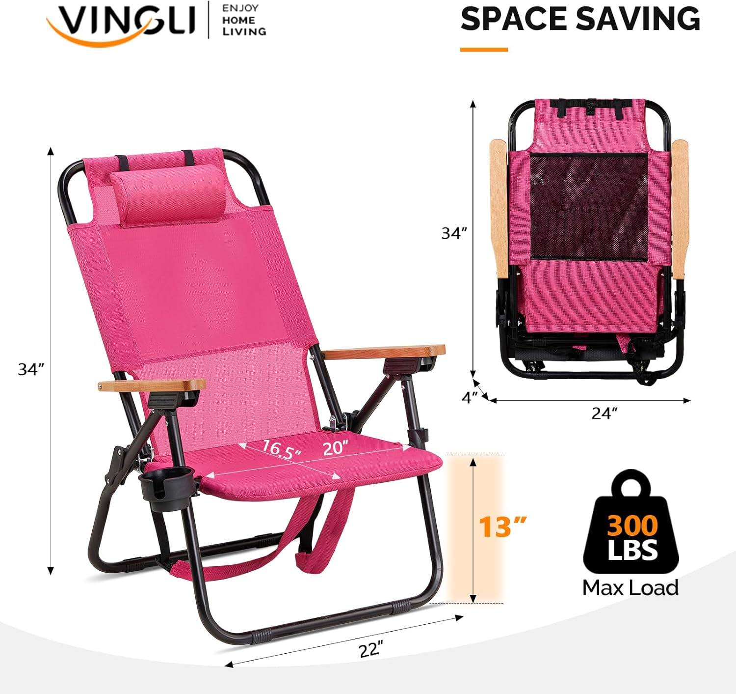 ENJOY VINGLI LIVING HOME SPACE SAVING  
34" x 34" x 16.5" x 20" x 4" x 24" x 13" x 22"  
300 LBS Max Load