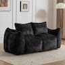 Whisen - 2-Seater Giant Bean Bag Couch, Soft Faux Fur Oversized Loveseat Sofa for Living Room & Bedroom - Black