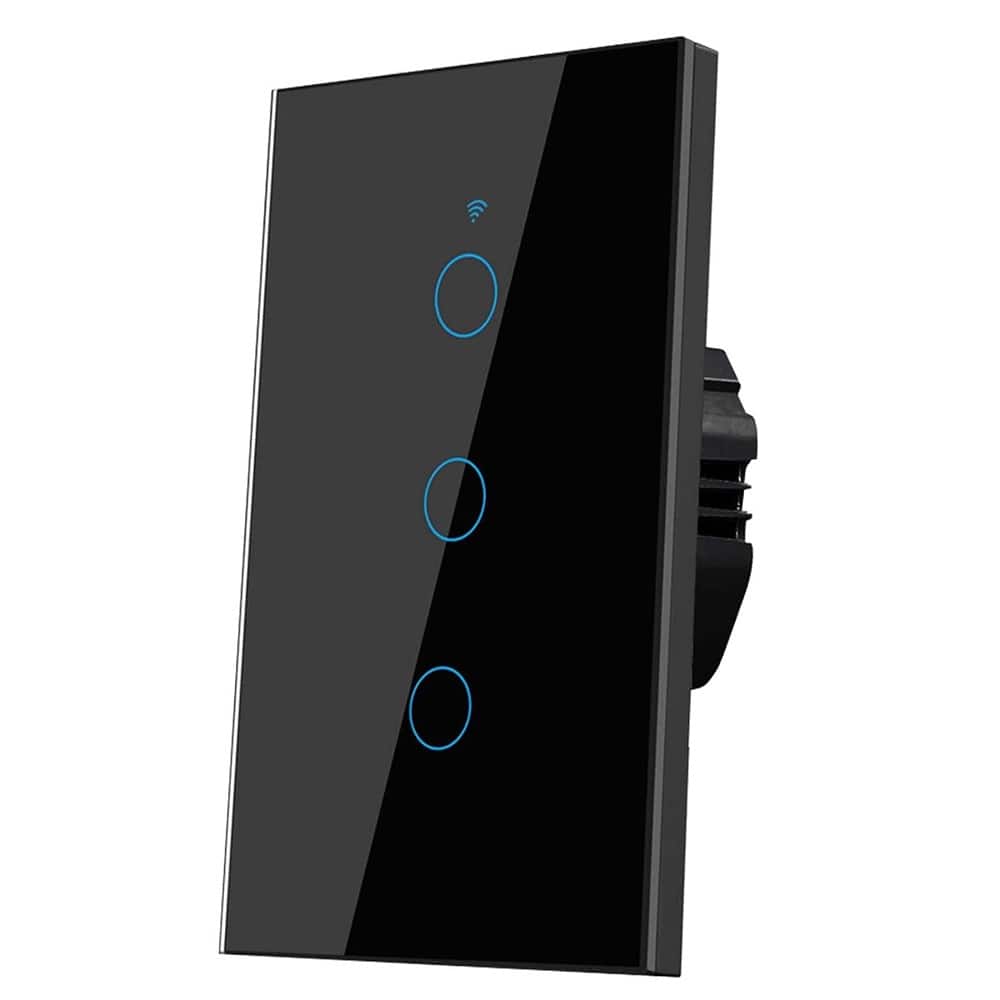 Schertz - Smart WiFi Light Switch 3 Gang, 2.4GHz Touch Wall Switch with Glass Panel, Works with Alexa, Google Assistant & Multi-Co