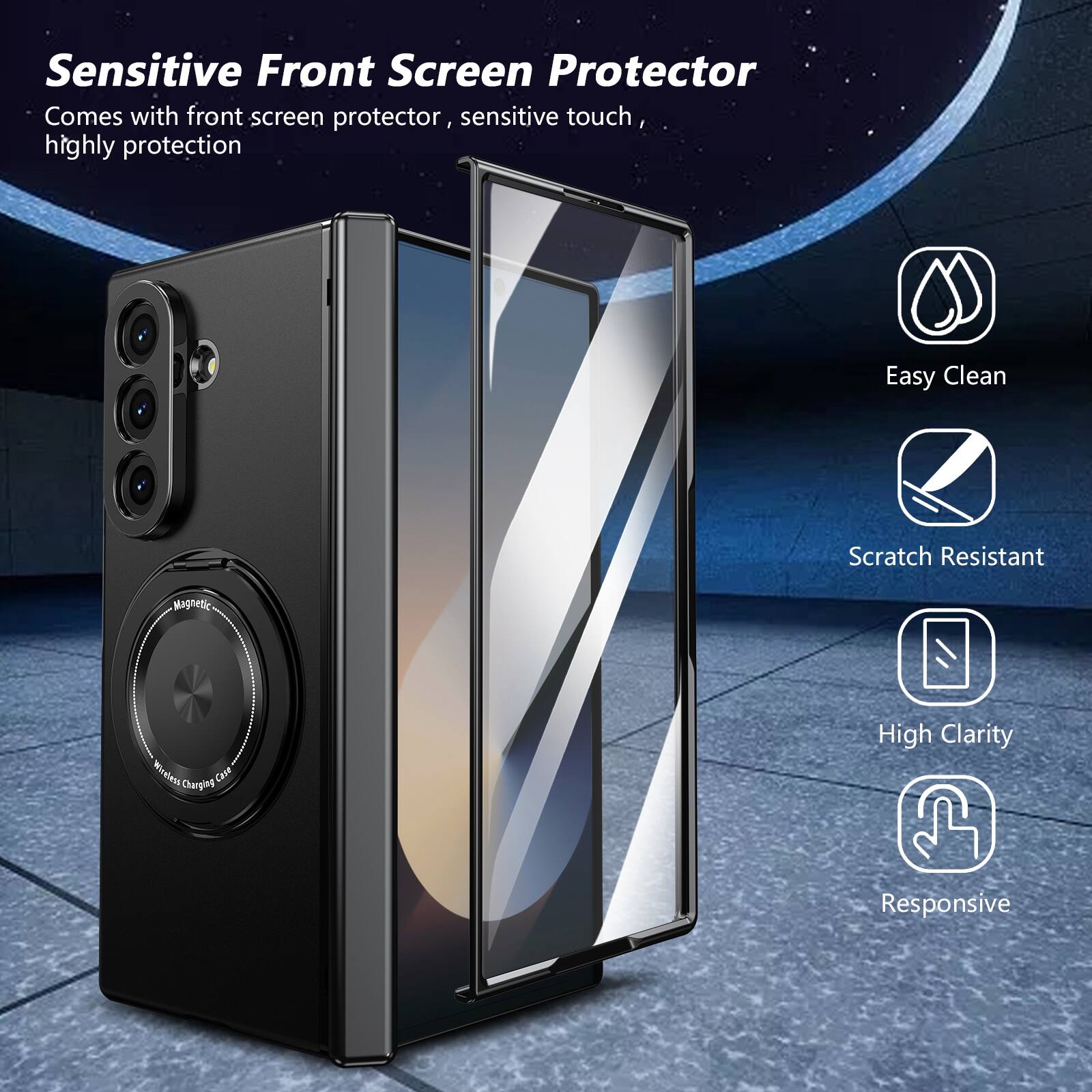Sensitive Front Screen Protector  
Comes with front screen protector, sensitive touch, highly protection  

Easy Clean  
Scratch Resistant  
High Clarity  
Responsive