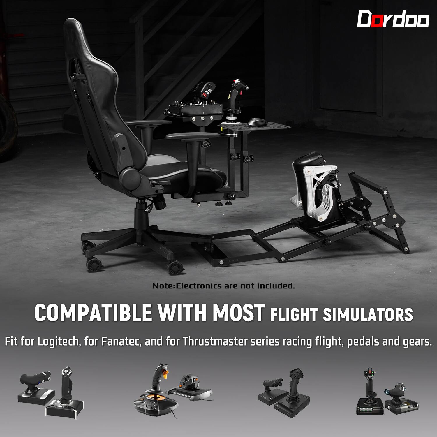 Dardoo Flight Simulator Cockpit with Foldable Pedal Stand, Equipped ...