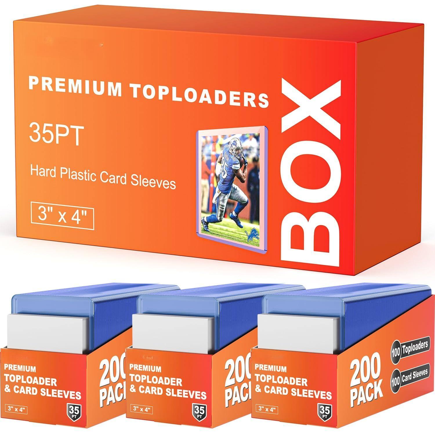 EZTW1 - 400 Sleeves Top Loaders For 3 x4 Baseball Protectors Hard Plastic Toploaders Holder Trading Sports Football Game 200 - 100 Toploaders