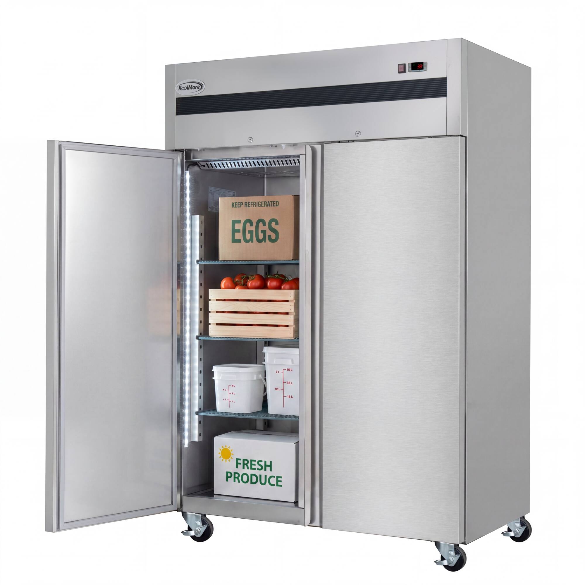 KEEP REFRIGERATED EGGS  
FRESH PRODUCE