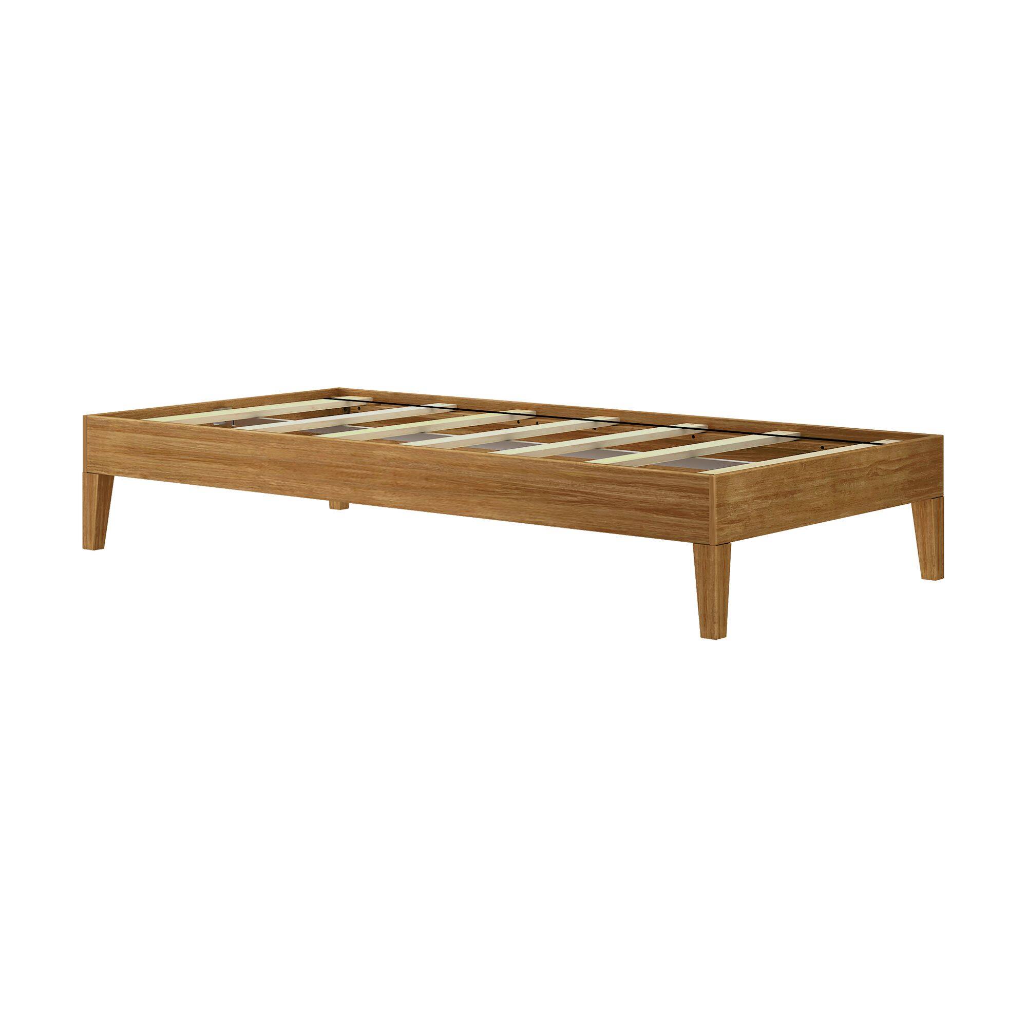 Alt View 2. Plank+Beam - Twin-Size Platform Bed, Matte Pecan - Pecan Dip.