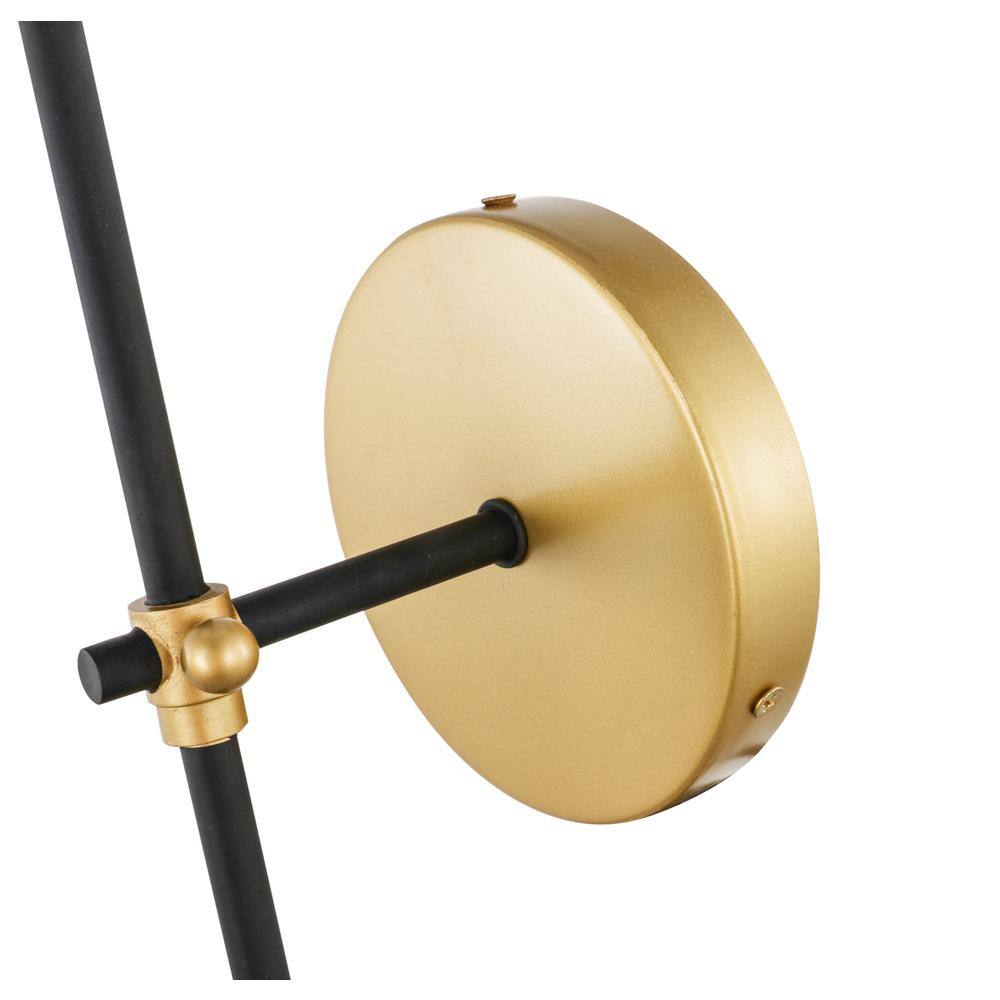 Left. Living District - Mel 1 light Brass and Black and White shade wall sconce - Brass And Black And White Shade.