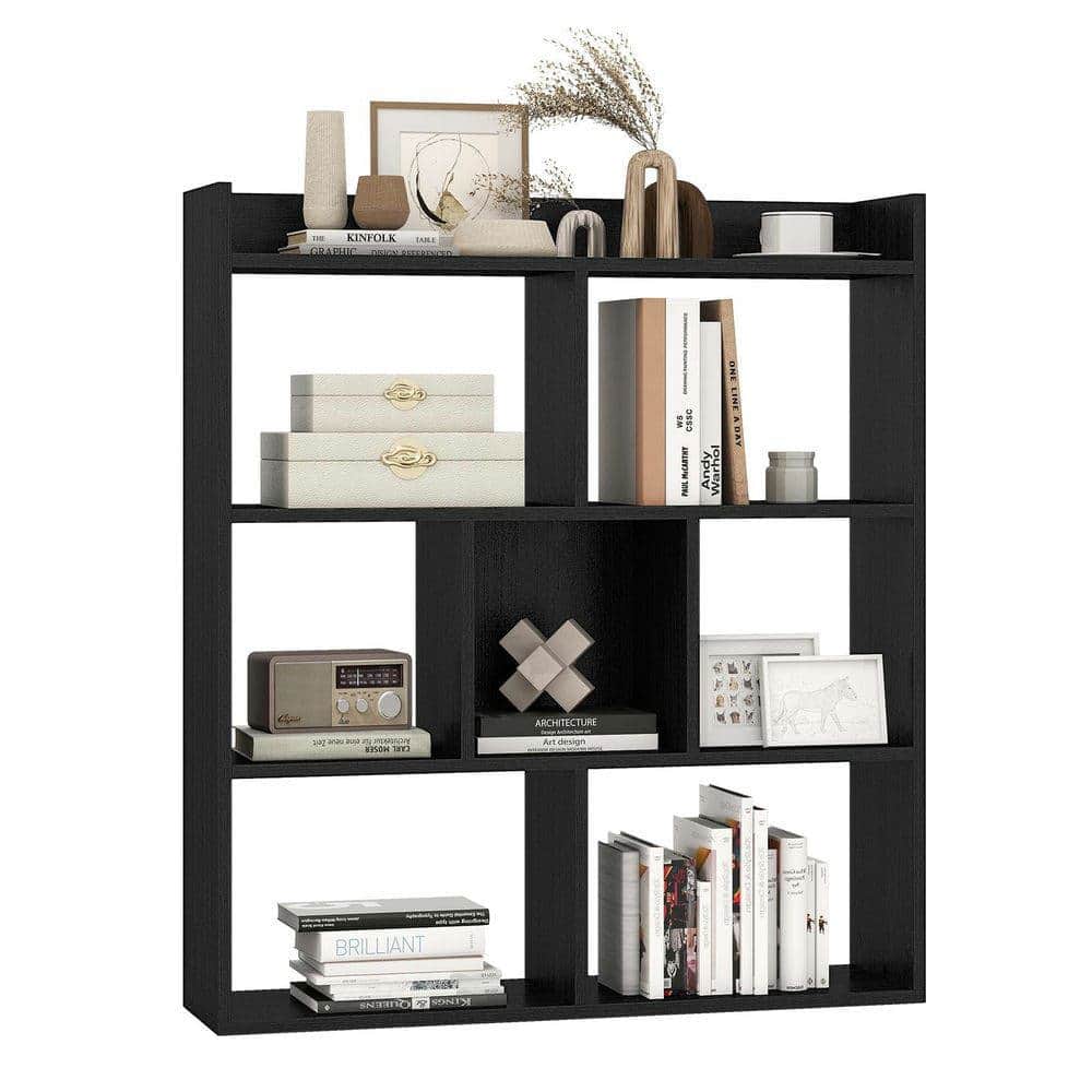 Kadyn - 7-Cube Open-Back Bookshelf - Equipped with Anti-Toppling Devices - Black