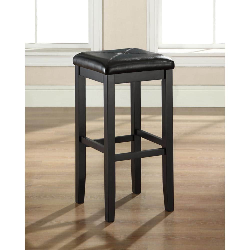 Photos - Chair Crosley Furniture - Upholstered Square Seat 2-Piece Bar Stool Set - 2 Stools - Black CF500529-BK 