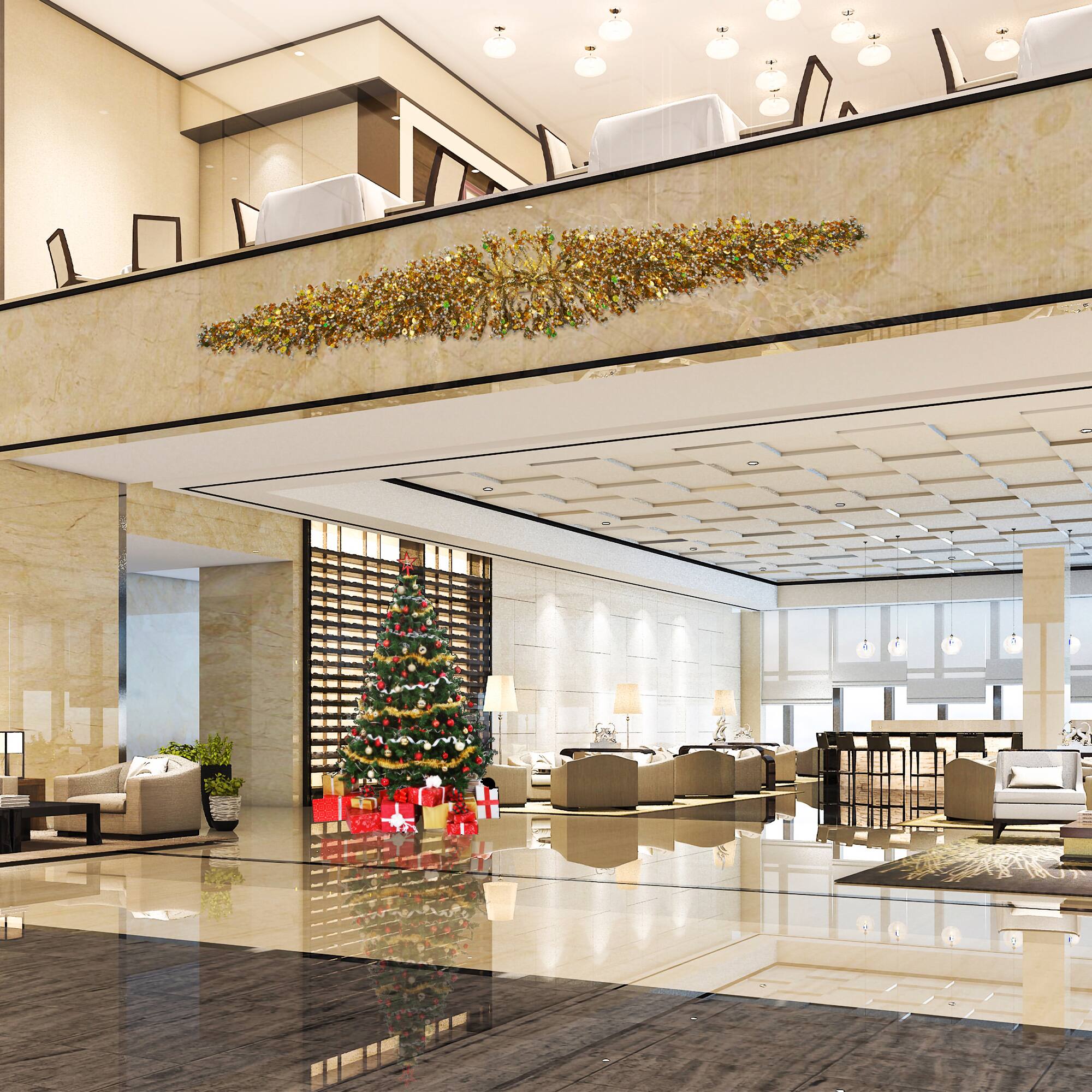 Alt View 1. GKI/Bethlehem Lighting - LED Lighted Commercial Manhattan Lightspray Christmas Swag - 9' - Gold - Gold.