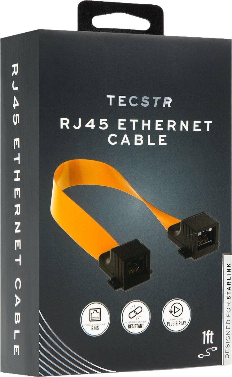 RJ45 Ethernet Cable  
TECSTR  
RJ45 Ethernet Cable  
Starlink  
For Simple Use  
Durable  
Flexible  
Female to Female  
Plug & Play  
RJ45  
Resistant  
Designed for Starlink  
1ft