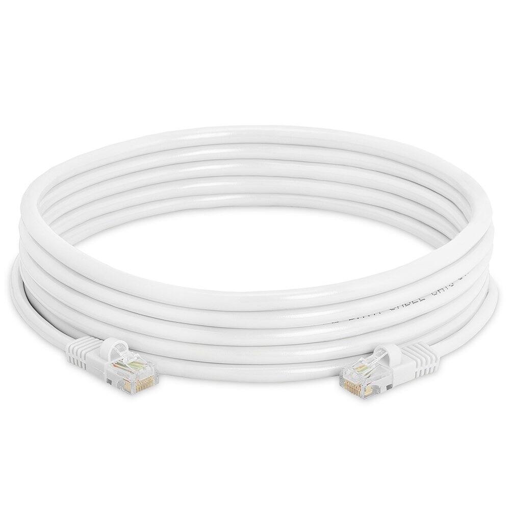 Angle. Cmple.com - Cmple - 10 Pack Cat5e Ethernet Cable 15ft Internet Cables, RJ45 Connectors 1Gbps LAN Patch Cord 350Mhz Wire - White - White.