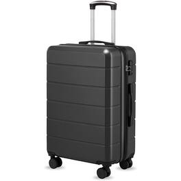 LUGGEX - 24 Inch Expandable Hardside Spinner Suitcase with TSA Lock - Lite-YY - Black