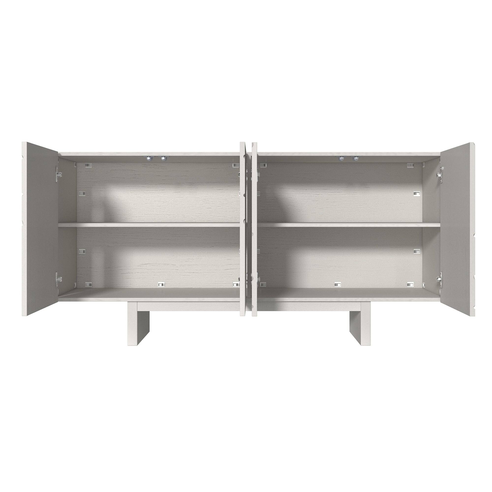 Alt View 3. Boyel Living - White MDF 4-Door 63 in. Wood Modern Grain Buffet Sideboard For Living Room and Kitchen-Dining Room - White.