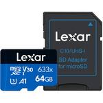 Lexar - High-Performance 633x microSDHC/microSDXC UHS-I 64gb Memory Card LSDMI64GBBNL633A