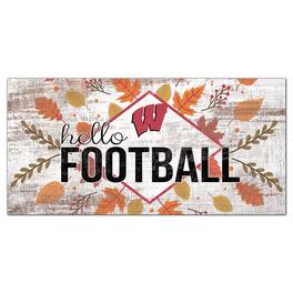 Fan Creations - Wisconsin Badgers 6'' x 12'' Hello Football Wall Art - White