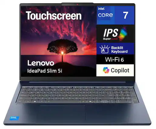 Touchscreen
Intel Core 7
IPS SuperClear
Lenovo IdeaPad Slim 5i
Backlit Keyboard
Wi-Fi 6
Copilot