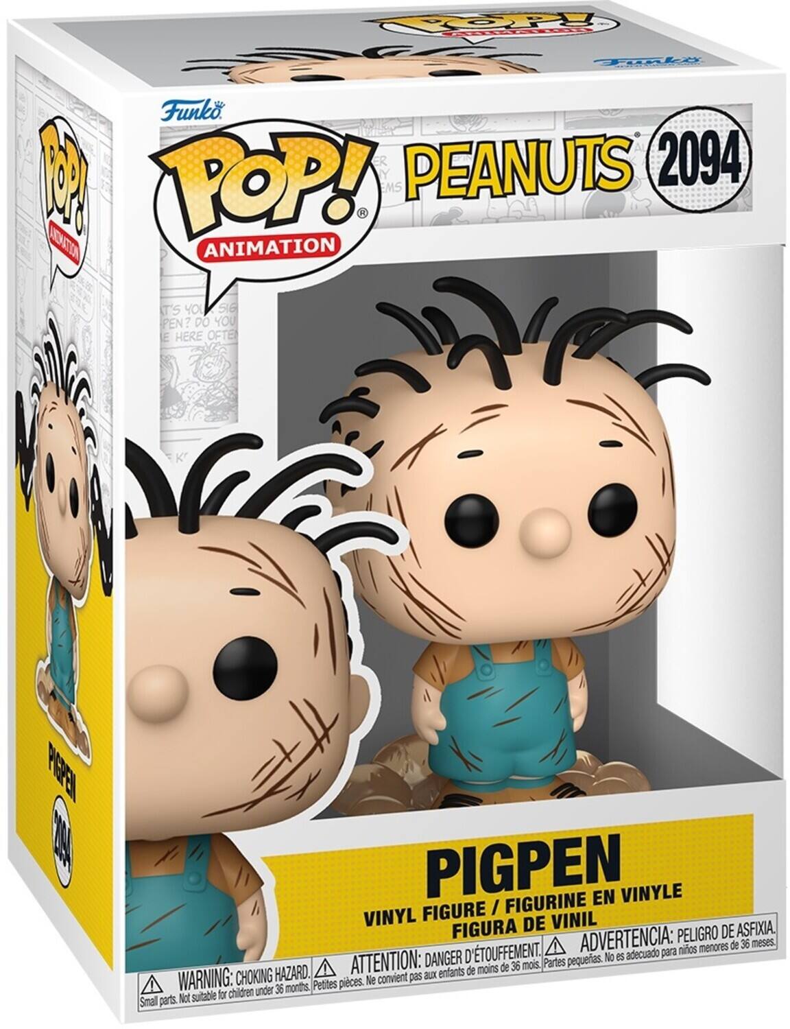 OP Tinky Funko 1 ER Y PEANUTS 2094 POP! EMS 1 ACNTT ANIMATION T'S YOU SIG PEN? DO YOU E HERE OFTE Kr PGPEN  PIGPEN EN VINYLE FIGURE / FIGURINE VINYL DE VINIL FIGURA ADVERTENCIA: PELIGRO DE ASFIXIA. menores de 36 meses. D'TOUFFEMENT. adecuado para nios DANGER pequeras. No es HAZARD. ATTENTION: aux enfants de moins de 36 mois. Partes WARNING: CHOKING Petites pieces. Ne convient pas children under 36 months. Not suitable for Small parts.