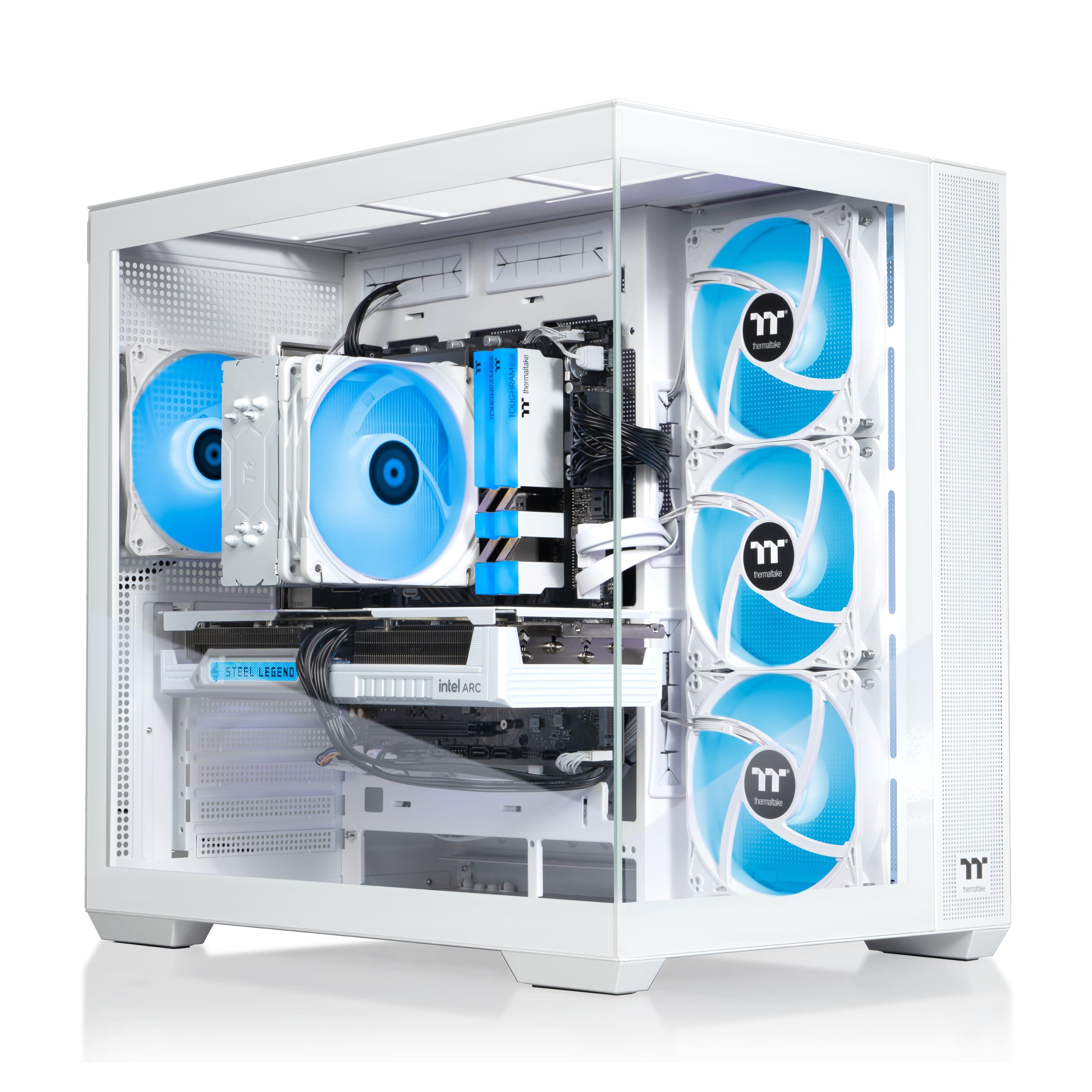 The text on the image reads: "Cooler Master Y7 7" Blue LED Fans".