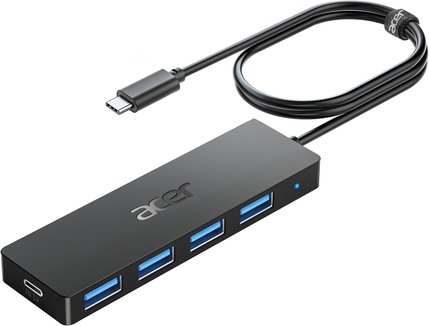 Acer - USB C Hub 4 Ports, USB 3.0 Hub, USBC Splitter with TypeC Power Port, Extender for Laptop, PC and More (0.7ft)