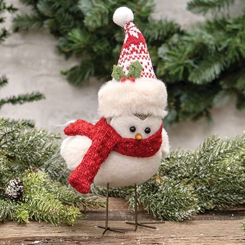 Angle. BreeBe - *Fabric Bird with Red Hat and Scarf - Multicolor.