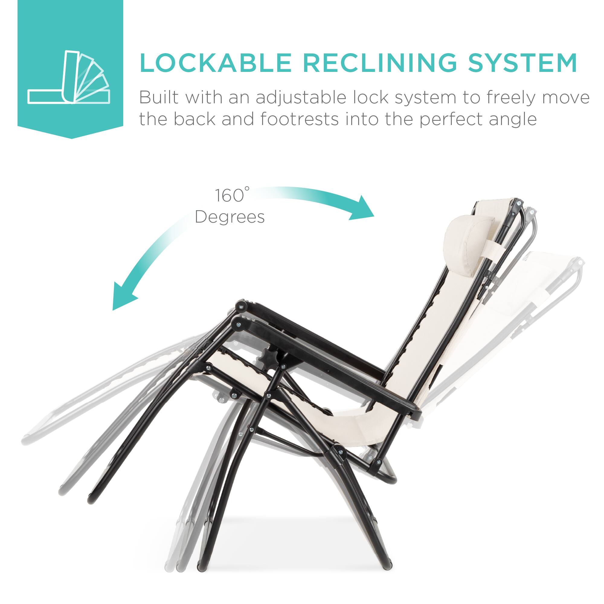 LOCKABLE RECLINING SYSTEM

Built with an adjustable lock system to freely move the back and footrests into the perfect angle

160° Degrees