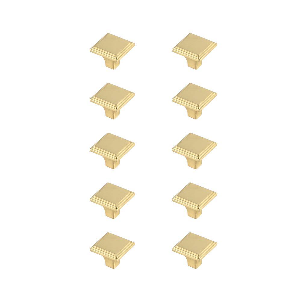 Alt View 2. Elegant Decor - Wilow 1" Brushed Gold Square Knob Multipack (Set of 10) - Brushed Gold.