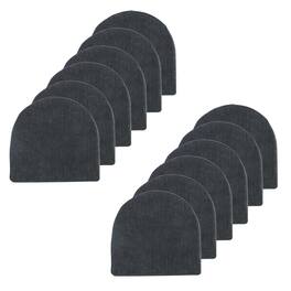 Sweet Home Collection - U-Shape Molded 100% High Density Memory Foam Chair Pads With Ties, 12-Pack - Black