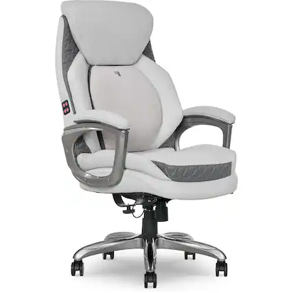 Front. Sharper Image - Sharper Image S-600 Active Lumbar Heated Ergonomic Bonded Leather Swivel Executive Massage Chair, Off-White (60098-OWHT) - Off-White.