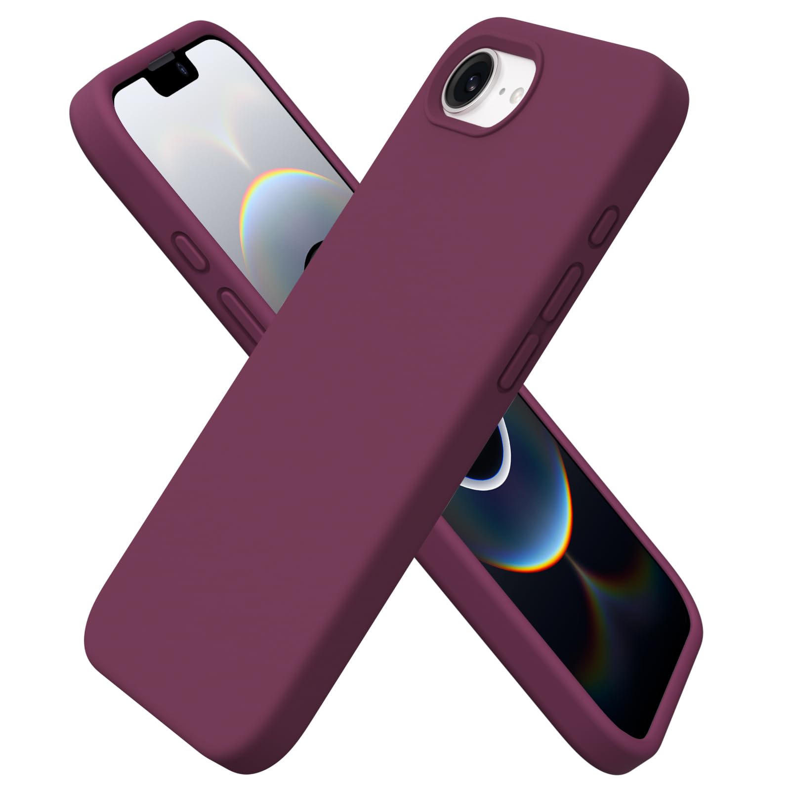 Ornarto - Compatible with iPhone 16e Case 6.1", Liquid Silicone Shockproof Protective Cover - Wine Red